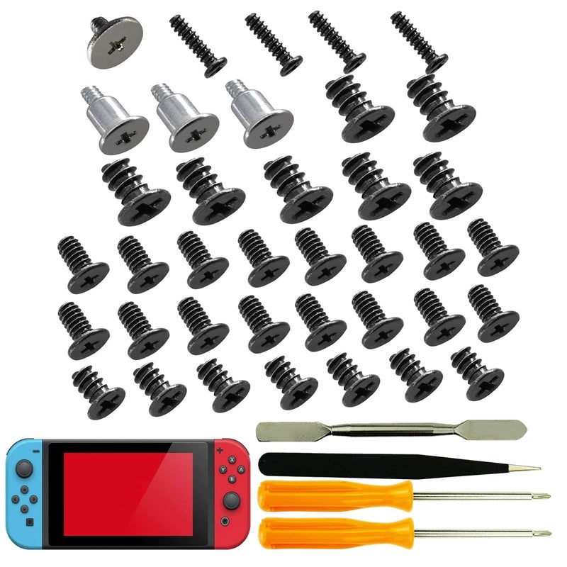 CTHTBZ 40PCS with Tweezer Screwdriver Opening Tools Repair Replacement Kit Full Screws Set for Nintendo Switch Console - Image 1